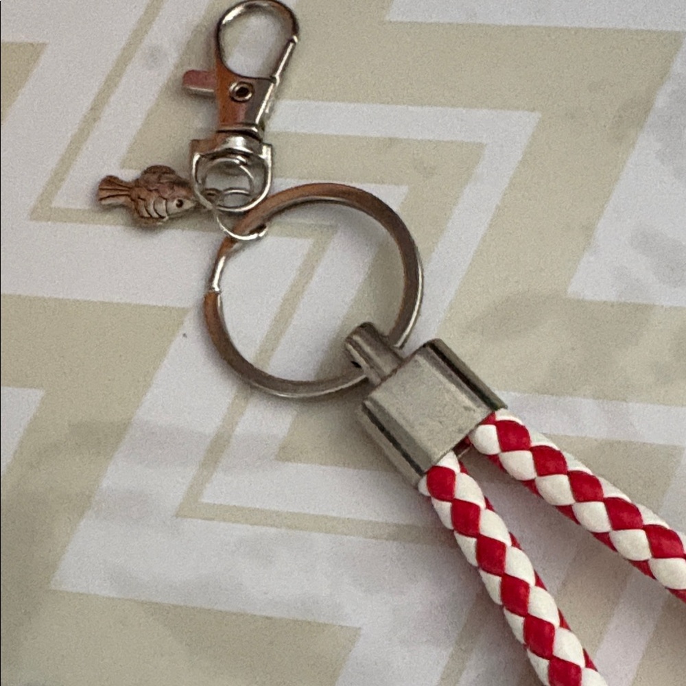 Braided Red and White Key Holder